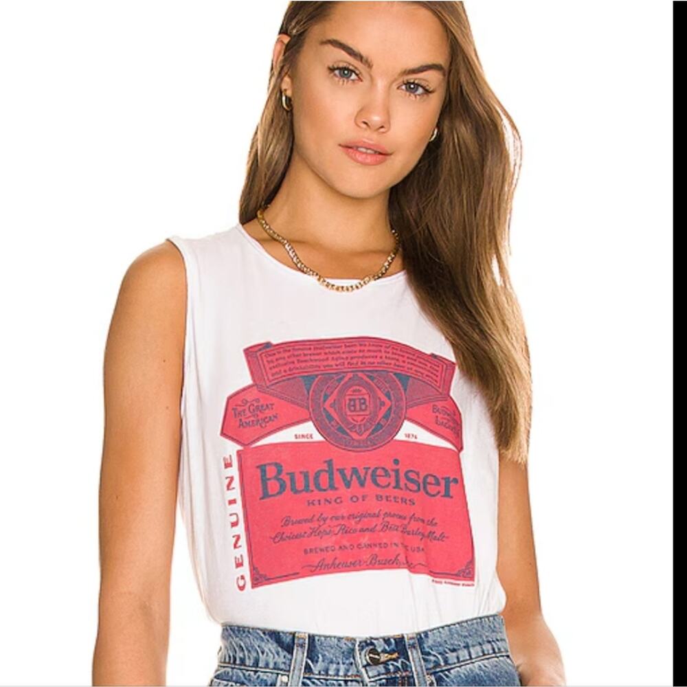 NWT Budweiser Label Tank in Vintage White